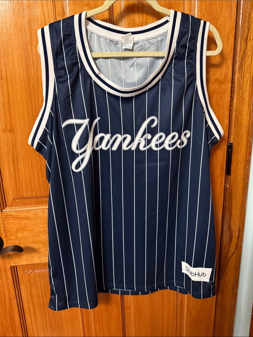XL Yankees Navy Pinstripe #99 Sleeveless Jersey by StubHub